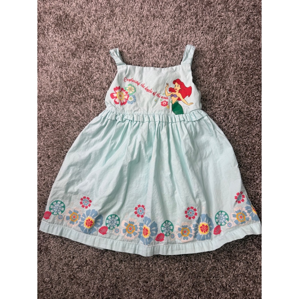 Vintage Y2K Disney Store Ariel Little Mermaid Floral Dress Girls 2/3